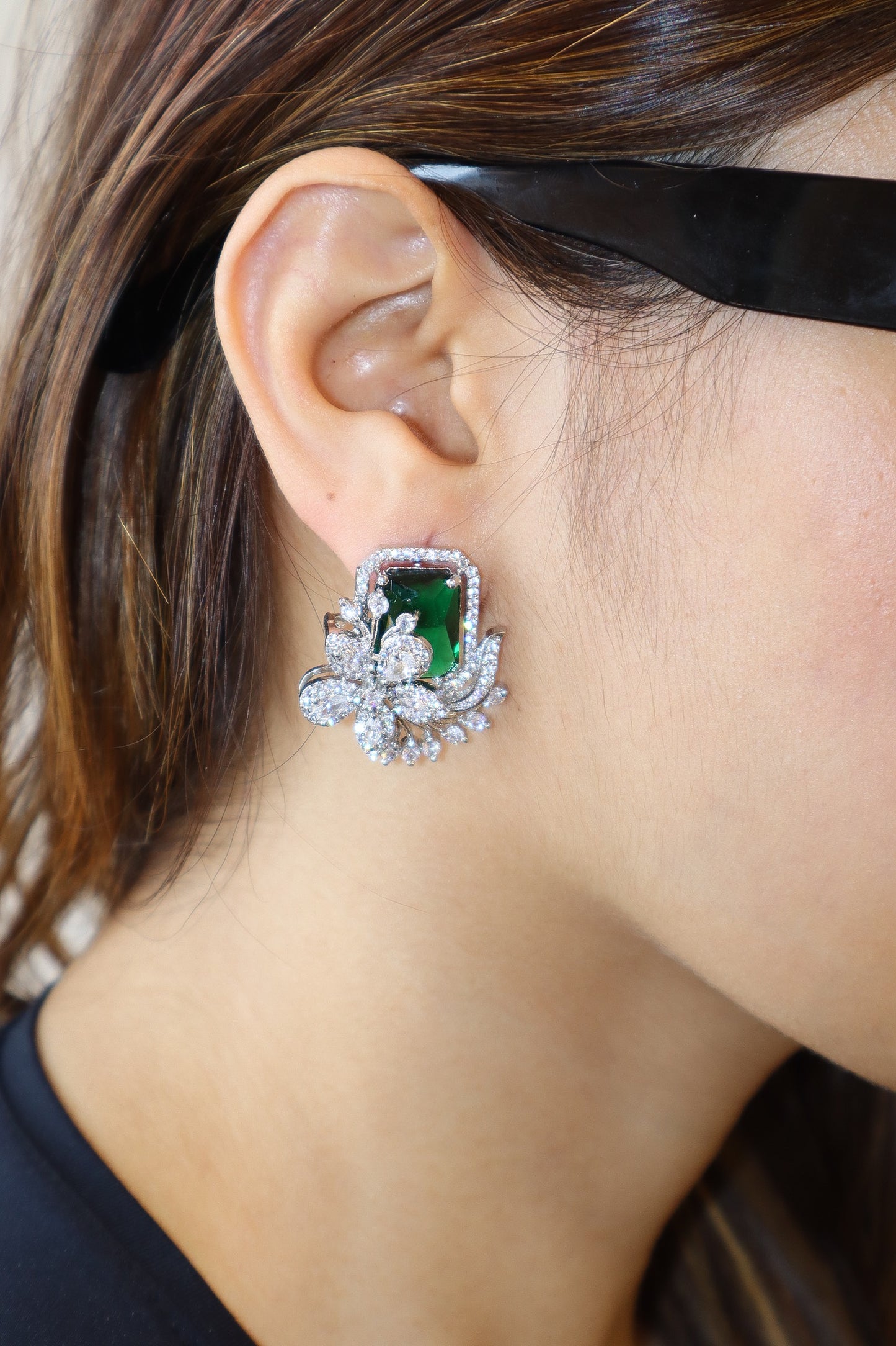 Blue Onyx Silver Stud Earrings ₹8,000