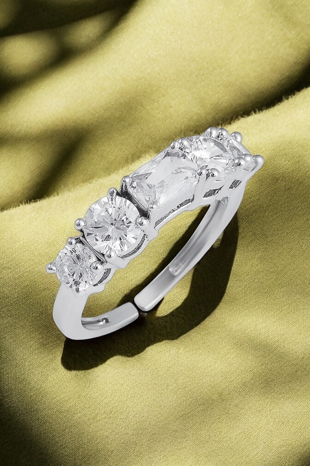 Elegant Emerald-Cut Silver Ring ₹5,000