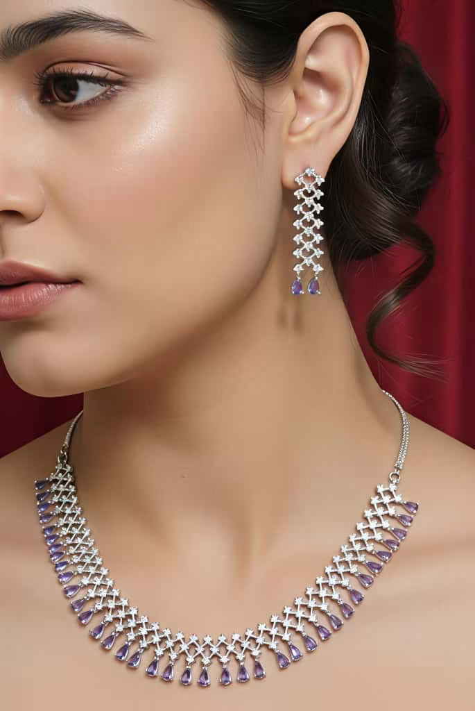 Blossom Grace silver zircon necklace for women with elegant floral design