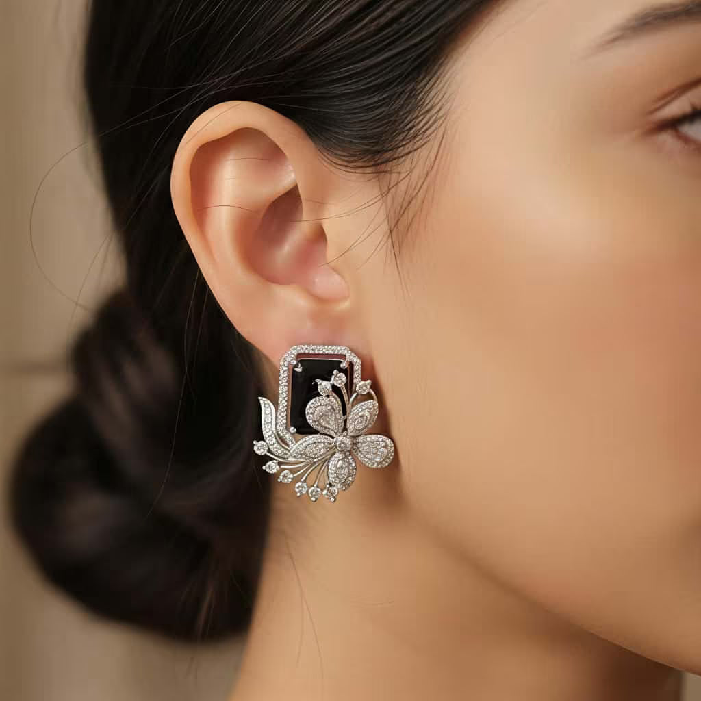 Blue Onyx Silver Stud Earrings