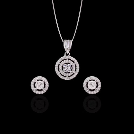 Karat India Royal Brilliance 925 Silver Diamond Pendant Set – A Perfect Blend of Luxury & Elegance