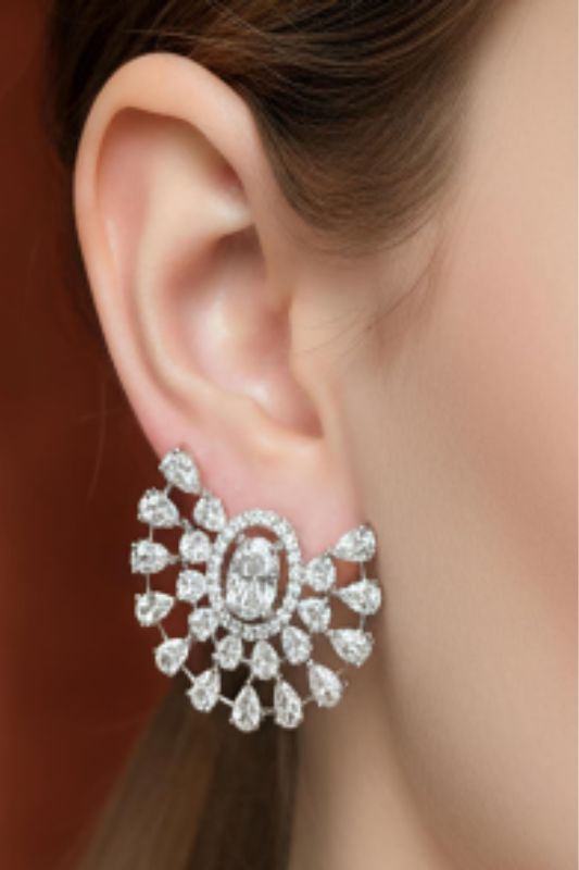 Radiant Fan Diamonds Earrings
