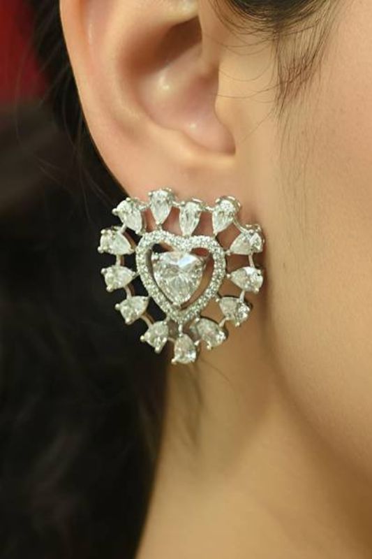 Heart Solitaire Earrings