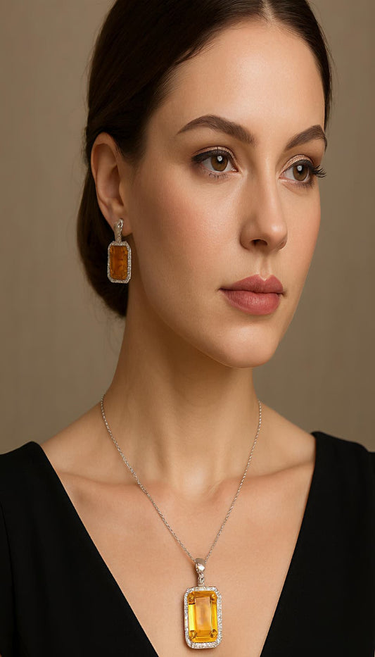 YELLOW TOPAZ PENDANT SET ₹13000