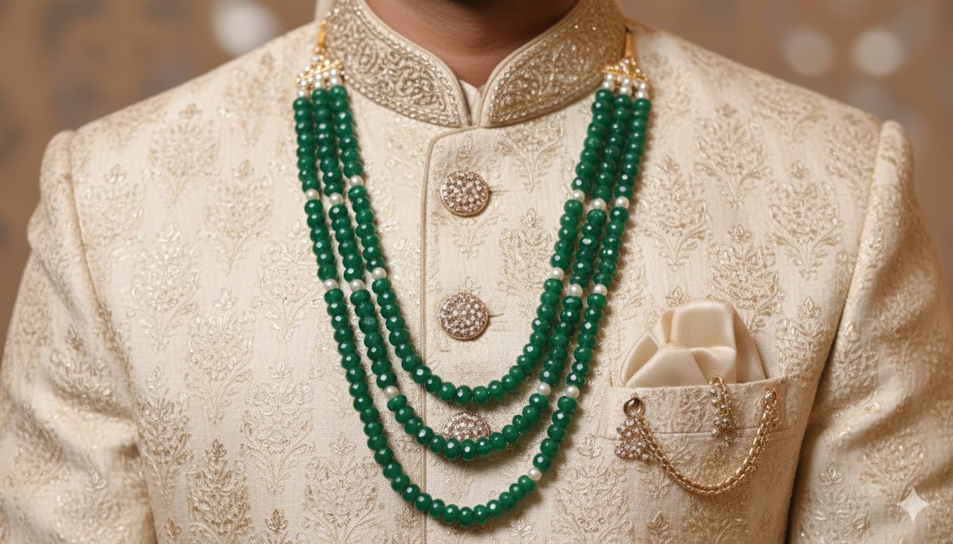 Royal Emerald Groom Mala ₹32,000