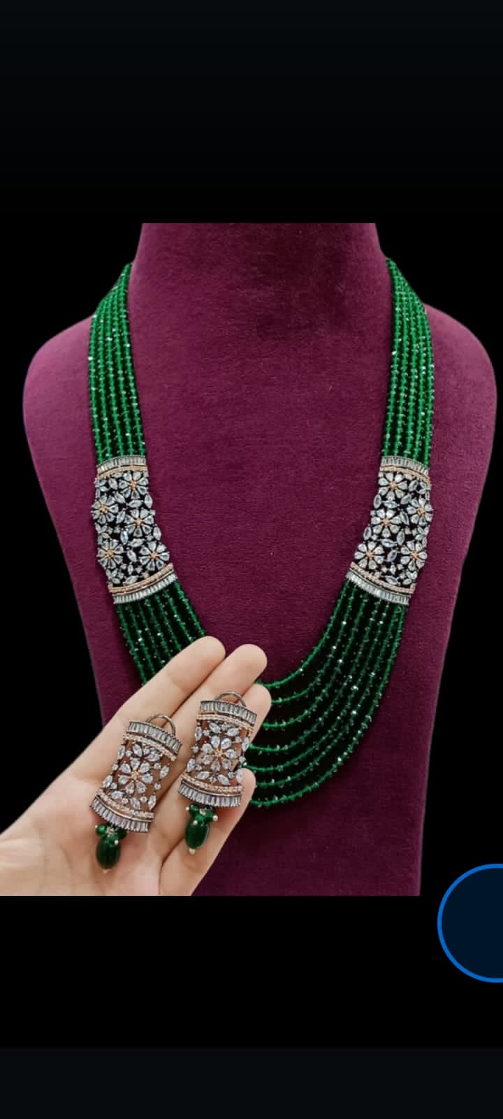 Emerald Green Beaded Necklace Set ₹20,000