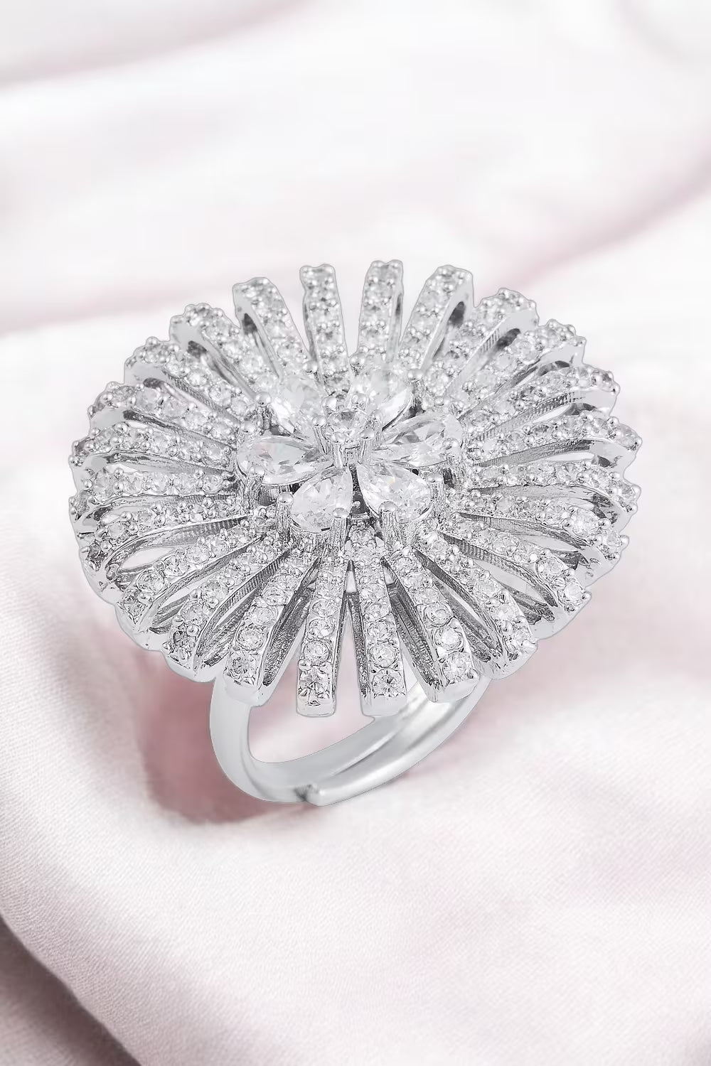 Elias ring side view silver plated 92.5% by karat india