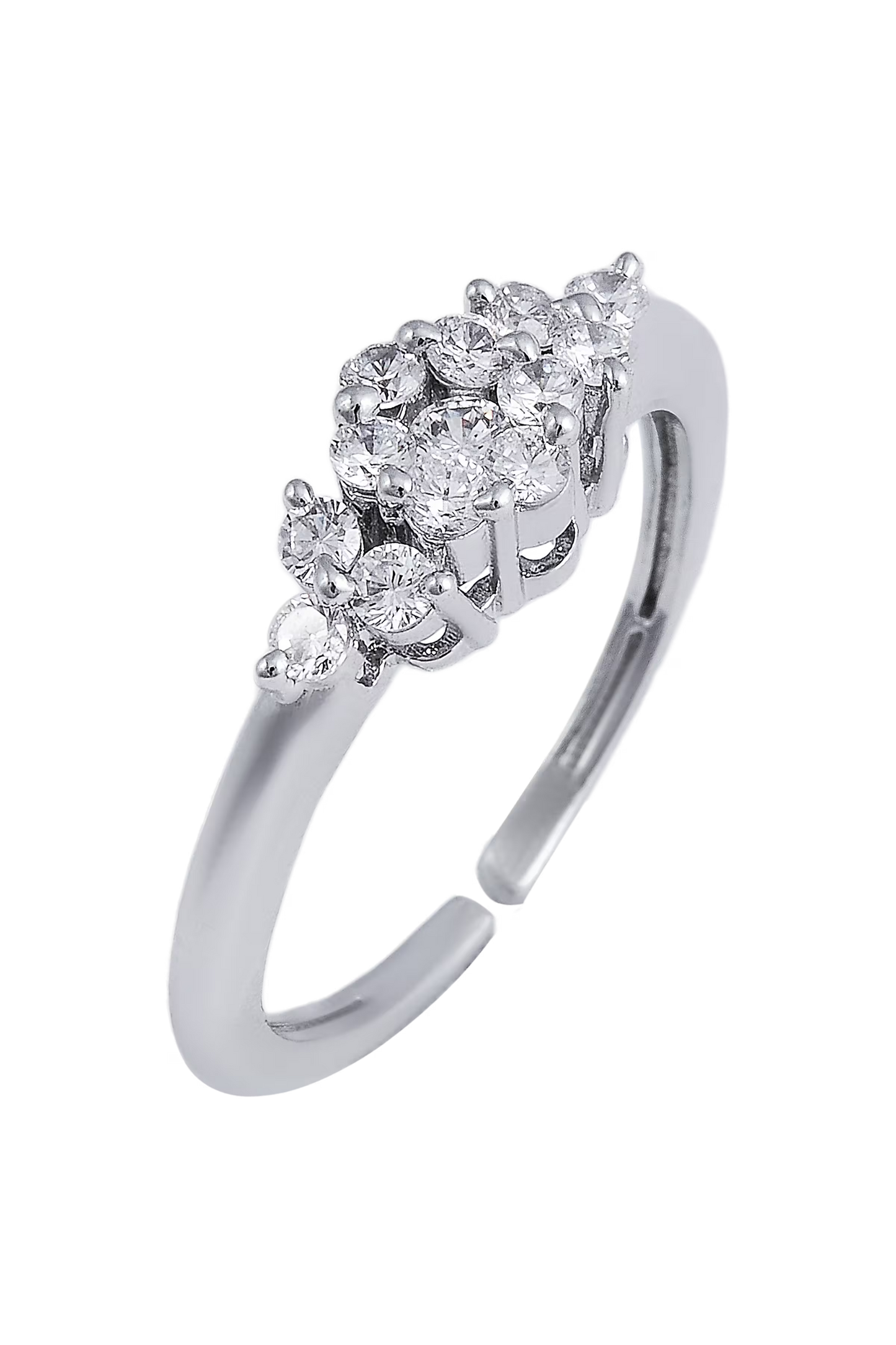 lily cubic zirconia silver ring with 92.5% silver plated