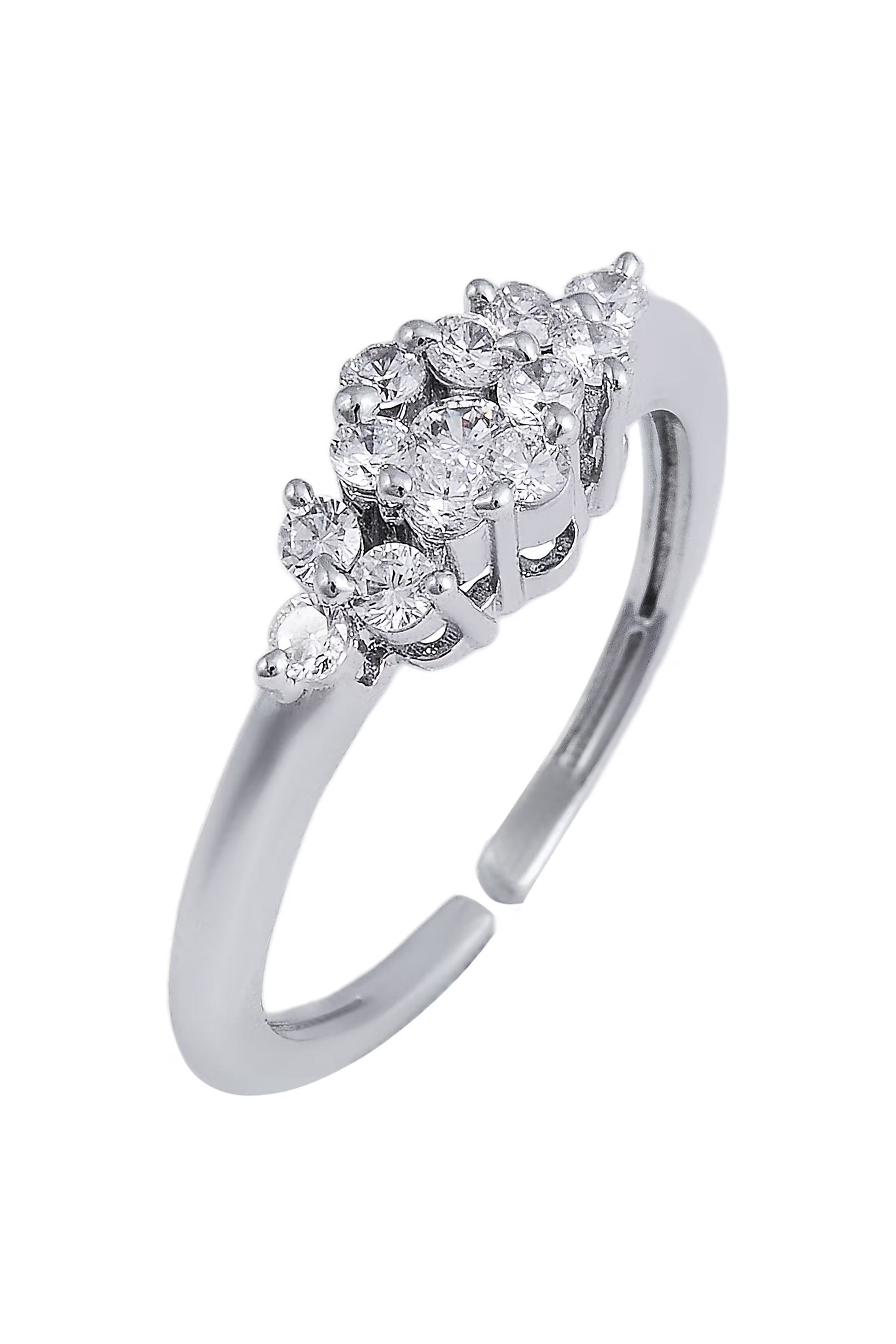 lily cubic zirconia silver ring with 92.5% silver plated